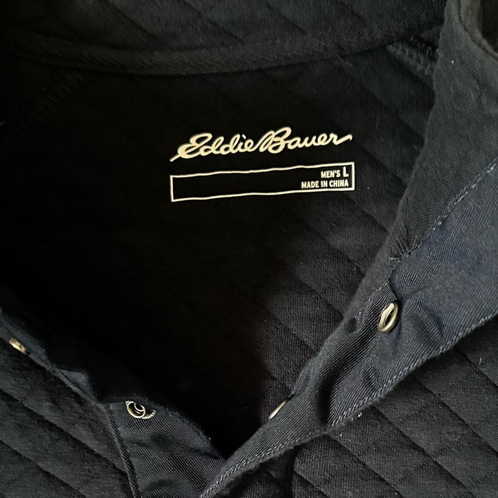 Eddie Bauer Men’s Quilted Sweater Navy Blue Size Large - Picture 6 of 6